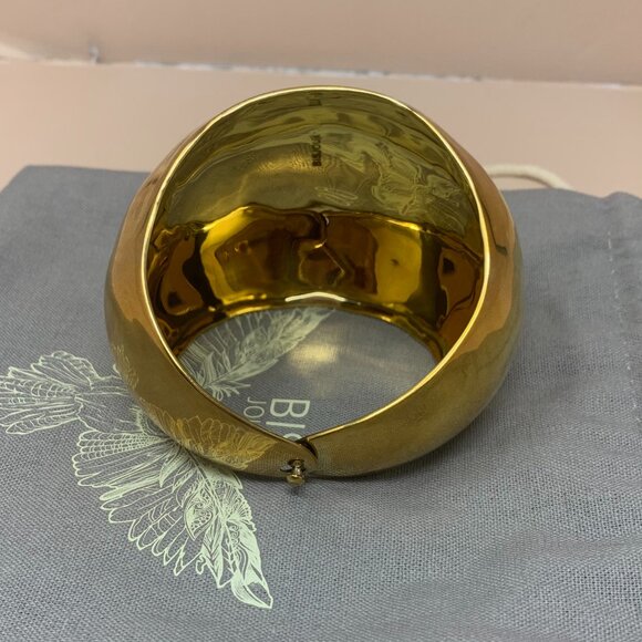 Bisjoux | Globe Dome Brass Handcrafted Bold Big Cuff Bracelet in Gold - Picture 2 of 4